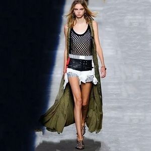 Alexander Wang Runaway Green Lace Up Long Vest